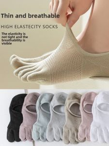 Summer Sports Breathable Mesh Invisible Toe Socks Womens Summer Low Cut Cotton Thin Anti-Slip Running Split Toe