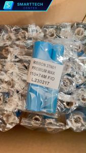 หมึกริบบอน 110mm x 74M. Ribbon Wax หมึกพิมพ์บาร์โค้ด หมึกพิมพ์สติกเกอร์ แกน 0.5 นิ้ว ชนิด F/O [จำนวน 5 ม้วน]
