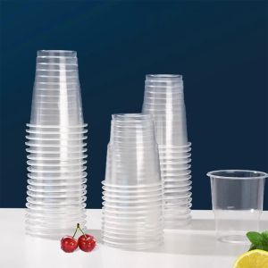 //7 Oz Transparent Soft Plastic Cup 100 Pieces/pack Perfect for Ice Cream Wedding Party Hot Drink Cup Cold Drink Cup Suitable for Large Events Easy Cleaning Essential Party Supplies    MX