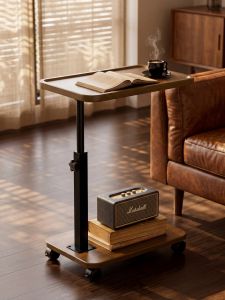 ZHU OU JI | Adjustable Mobile Side Table With Wheels