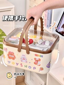 กล่องใส่ยาพกพาขนาดใหญ่สีครีมสำหรับใช้ในบ้าน โรงเรียน หอพัก กล่องเก็บของพกพาพร้อมที่จับสำหรับใส่ยา