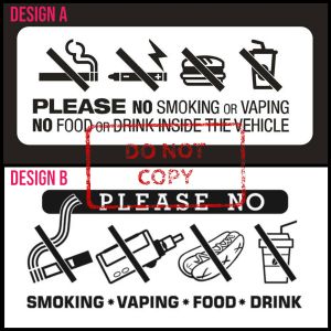 [PHV Car & Taxi Essential] ⚫ Waterproof Vinyl Sticker No Smoking No Vaping No Drinking No Eating In Vehicle