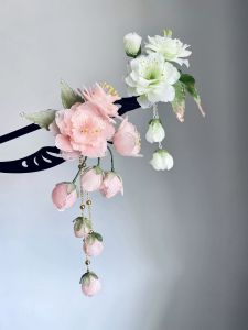 Tassel Hairpin Sakura Cherry Blossom Vintage Hanfu Qipao Hair Accessories Retro Style  Outlined Floral Heat Shrinkage