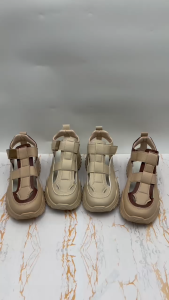 WYN Sneakers Wedges Tinggi 5cm Apricord Khaki 36-40 Sandal Sepatu Shoes Wanita casual Santai Nyaman di pakai Korean Kekinian DG6092