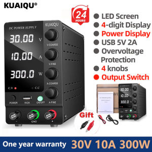 Kuaiqu แหล่งจ่ายไฟ DC แบบปรับได้ป้องกันการชาร์จ OCP 30V 10A 60V 5A LCD 4หลักสวิตช์ควบคุมแรงดันไฟฟ้าแหล่งม้านั่งห้องปฏิบัติการสวิตช์120V 20A 3A 30A 32V 6A 600W