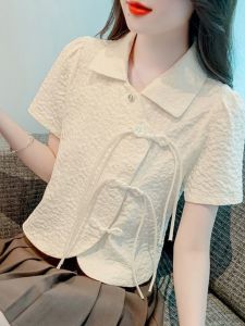 New Chinese Style National Trend Modified Shangpin Chiffon Cheongsam Shirt Women Summer New Arrival Short Version Three-Piece Set