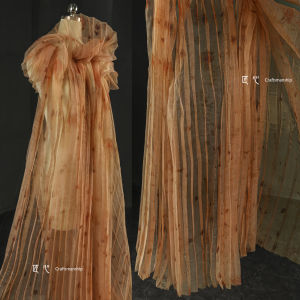 Váy Xếp Ly Ren Mỏng Màu Cam Rực Rỡ Váy Áo Cardigan Cổ Điển Vải Thiết Kế Chất Liệu Lưới Dụng Cụ Thủ Công DIY