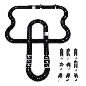 Interlocking Track Childrens Car Highway Building Blocks Puzzle Toy Highway Construction Set PVC Soft Rubber Toy 8-64pcs 2026