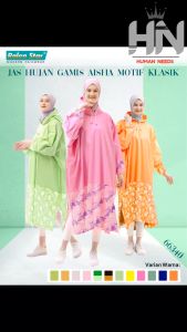 Jas Hujan Gamis Aisha Ralen Star 66340 Mantel Ujan Terusan Wanita Mantol Muslimah Raincoat Hijabers