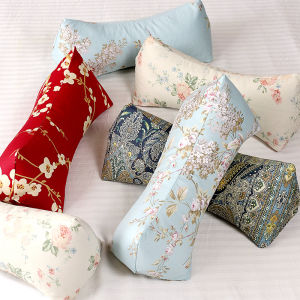 Pure Cotton Neck Support Pillowcase Triangular Design Assists Sleep Relaxation Luxury Floral Print Machine Washable Summer Use