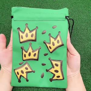 Funny Golf Valuables Pouch Golf Tee Patternpu Leather Golf TeePouch with Drawstring Closure Golf Ball Tee Handbag Golf Accessori
