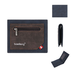 Baellerry | Baellerry Ví Ngắn Nam Retro Dung Tích Lớn Nhiều Khe Cắm Thẻ Da PU Thông Thường Phụ Kiện Quà Tặng Cho Chồng/Bạn Trai