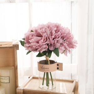 5-Head Artificial Hydrangea Peony Flowers High Quality Bride Bouquet Big Flower Home Wedding Living Room Fake Flowers Decoration