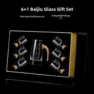 FLOWER MOO | Creative Crystal & Gold Rim Shot Glasses Set