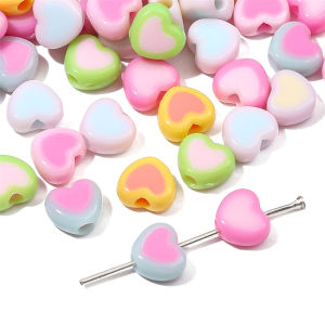 30Pcs 8mm Double Colorful Acrylic Heart Beads Charms for Jewelry Making DIY Earring Bracelet Necklace Accessories