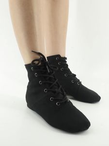 Giày Jazz Vải Bố Nhẹ Cho Nữ Giày Khiêu Vũ Có Dây Buộc Giày Tập Trong Nhà Cho Trẻ Em Giày Bao Gót Cho Bé Trai Màu Đen