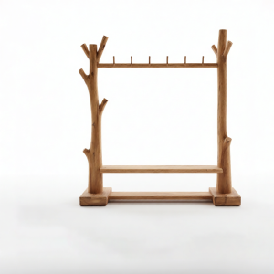 Rustic Wooden Standing Clothes Rack