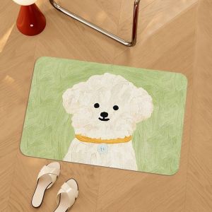 Oil painting puppy cartoon quick drying diatomaceous mud bathroom anti slip mat foot mat bedroom floor mat absorbent mat
