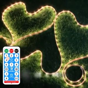 【Christmas decorations 2024】solar led strip light Outdoor waterproof 5M 15M 25M solar strip light with Remote Auto ON 8 Lighting Modes IP67 led lights strip light Light belt