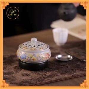 Lư điện xông trầm hương lư đốt trầm hương gỗ thơm tinh dầu đa năng bằng sứ lư xông trầm cao cấp shop Diệu Tâm