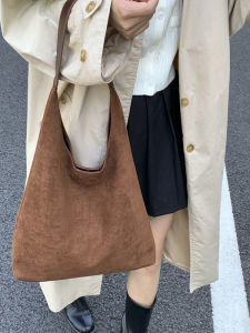 Túi Đeo Vai Dung Tích Lớn Bằng Da Lộn Thời Trang Cổ Điển Đa Năng Túi Tote Đi Làm Cho Thanh Thiếu Niên Túi Đeo Vai Mềm Có Khóa Từ