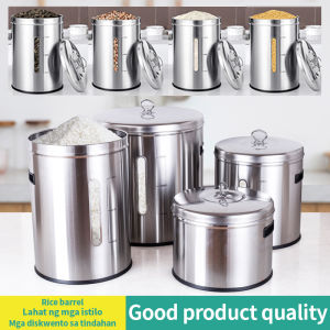 Stainless Steel Rice Bucket M Pot Insect-Proof Moisture-Proof Rice Storage Box Flour Bucket Sealed Large Rice Bucket Thickened Household