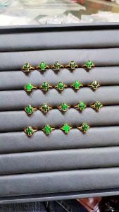 nhẫn nữ vàng tây cỏ 4 lá ngọc cẩm thạch tự nhiên vip bọc vàng tây nhẫn đá phong thủy trang sức thiết kế đủ hóa đơn thẻ bảo hành