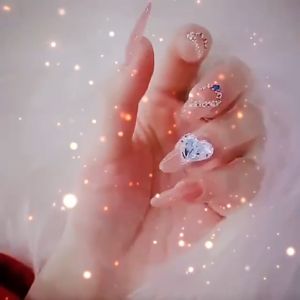 Fairy Rhinestone Artificial 24pcs Fake Nails Set With Glue Long Nails Nail Beauty Wear Manicure DIY Nail Art