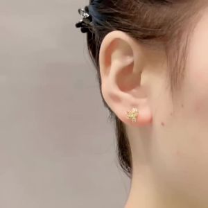 14K Gold Plated Stud Earrings 925 Sterling Silver Post CZ Hypoallergenic Earrings Love Knot Cubic Zirconia Earrings for Women