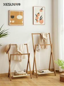 Hotel Style Floor Standing Folding Clothes Hanger Iron Material Bedroom Storage Organizer for Dormitory And Travel Use