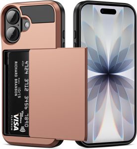 for iPhone 17 Pro Max Wallet Case with Hidden Sliding [Max 3 Cards Holder] Dual Layer Hard Plastic Back Shockproof Protection Phone Case for iPhone 17 Air 16E16 Plus 15 14 13 12 11