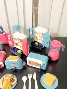 16PCS Kids Cooking Playset Set Multicolor Plastic Simulation Spray Rice Cooker Tableware Kids Gift