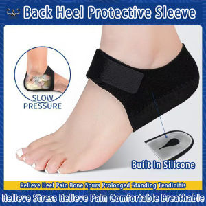 Back Heel Protective Sleeve 1 Pair Foot Relief Pain Relief Plantar Fasciitis Spurs Support Heel Protector Adjustable Gel Protective Socks Heel Ankle Brace Arch Support Orthotic 脚后跟保护套