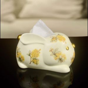 Creative Ceramic Tissue Box Living Room Luxury Drawstring Rabbit Ceramic Glaze Napkin Holder European Style Decorative Accessories