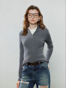 Toyouth | Áo Len Cổ Polo Kéo Khóa Rib Dáng Slim Smart Casual