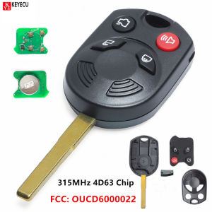 4 Button New Remote Car Key Fob 315MHz 80Bit 4D63 for Ford Escape Focus C-Max Transit 2012 2013 2014 2015 FCC:OUCD6000022