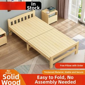 Foldable Solid Wood Bed 1.2m