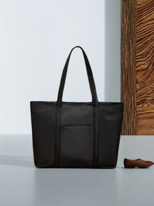 Waterproof Nylon Canvas Tote Bag Large Capacity Single Shoulder Handbag for Women Lightweight 16 Inch Laptop Bag Commuter Tote