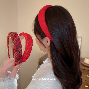 Zy Fashion New Year Red Headband for Women Elegant Face Wash Makeup Fashion Girl Sponge Hair Band