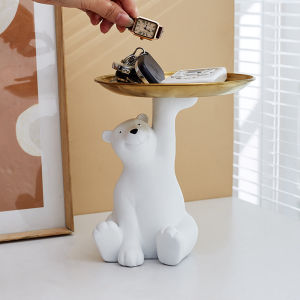 Polar Bear Cosmetic Storage Tray Multi-Purpose Entryway Table,Jewelry Tray Decorative Storage Tray