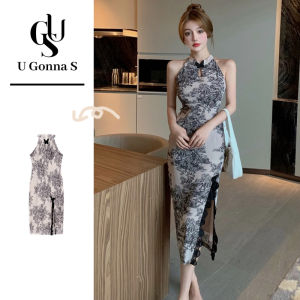 ชุดกี่เพ้ายาว2024ทันสมัยสำหรับผู้หญิงชุดเดรสแขนกุดลายลูกไม้ผ่าข้างคอจีนเข้ารูปดูสง่างามเซ็กซี่แฟชั่นดีไซน์แบบดั้งเดิมปาร์ตี้มื้อเย็นช่วงเย็นยืดได้