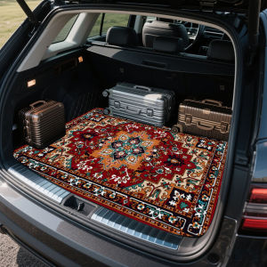VIKAMA Vintage Persian Carpet Trunk Mat Non Slip Durable Universal Boot Liner Retro Car Interior Decor