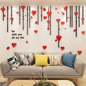 Heart Acrylic 3D Wall Stickers Self-Adhesive Living Room Sofa TV Background Wall Decoration Bedroom and Wedding Room Creative