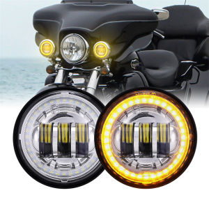 4.5 "4 1/2 นิ้วรถจักรยานยนต์ LED หมอกผ่านไฟเสริม DRL Amber TURN ไฟสัญญาณสําหรับ Harley Touring electra Glide Dyna