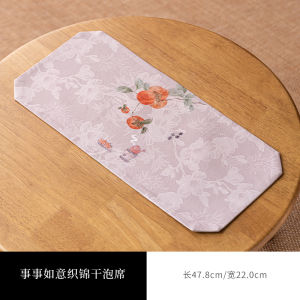 New Chinese Style Zen Tea Mat Waterproof Dry Foam Pad Double Sided Hand Drawn Illustration Traditional Double Cherry Blossom Cloud Silk