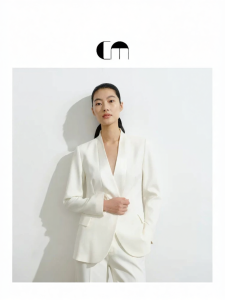 Collar Notch Fitted Wool-blend White Suit