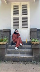 Nounes Chera Abaya Crinkle Cey Airflow Premium Dress Gamis Polos Wanita Busui Friendly