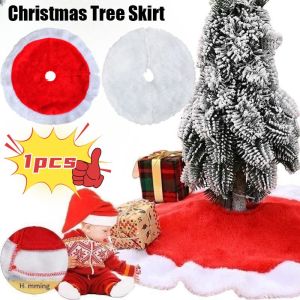 Mini Round Christmas Tree Skirt 38cm Plush 2024 New Year Christmas Home Christmas Tree Mat Party Supplies