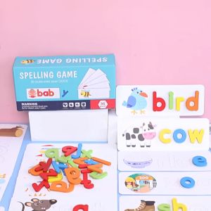 Kids Wooden Educational Spelling Game Toys Alphabet Numbers Shapes Early Learning Montessori Toys Wooden Puzzles Toys