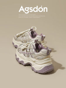 Agsdon | Thick Sole Increase Height Breathable Lightweight Grey Purple Dad Shoes